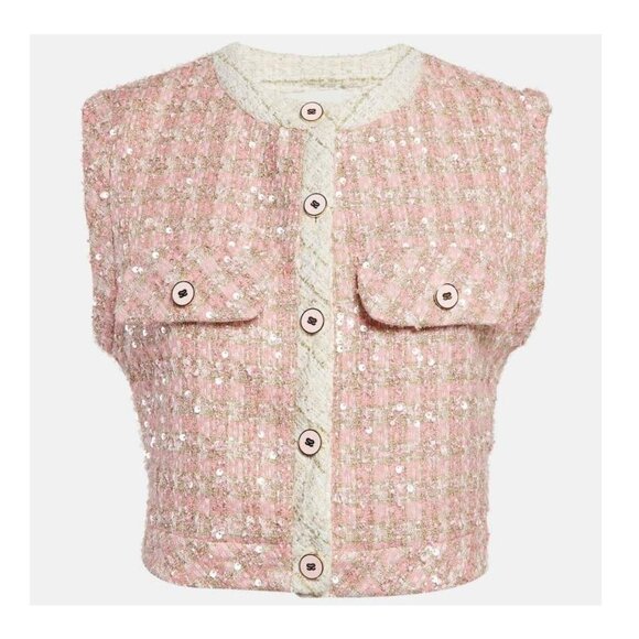 Sandro Sleeveless Tweed Jacket Medium $395 - Picture 1 of 6